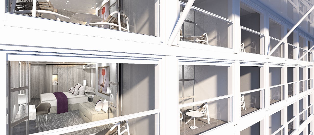 Panoramavindue eller egen balkon – de fleste balkon-kahytter har en "infinity-veranda"