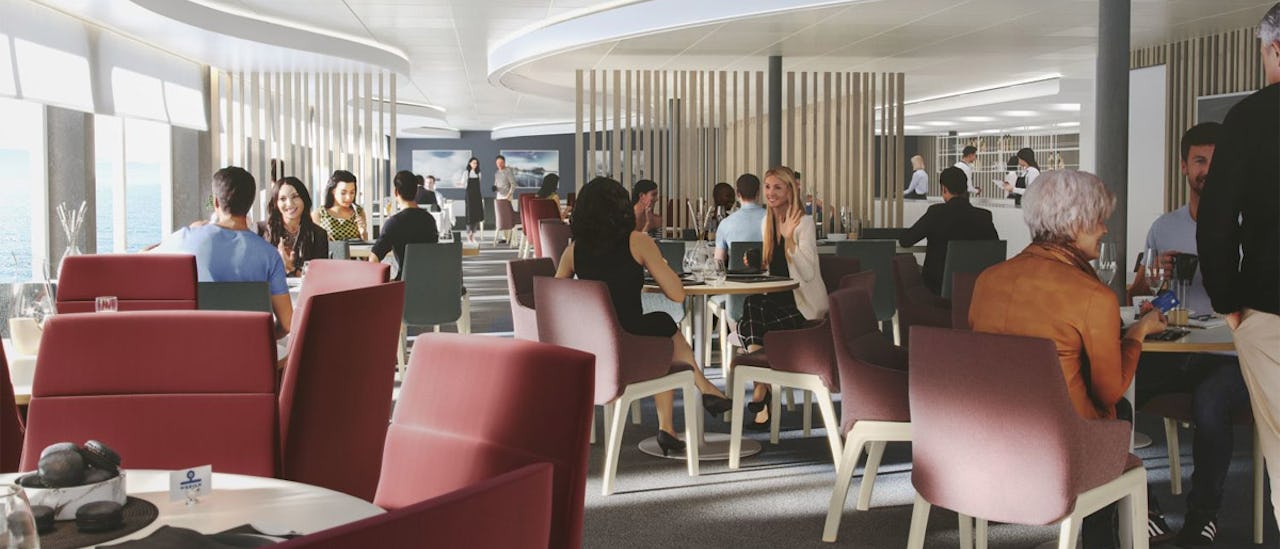 Nyd en god middag i à la carte-restauranten på dæk 6.