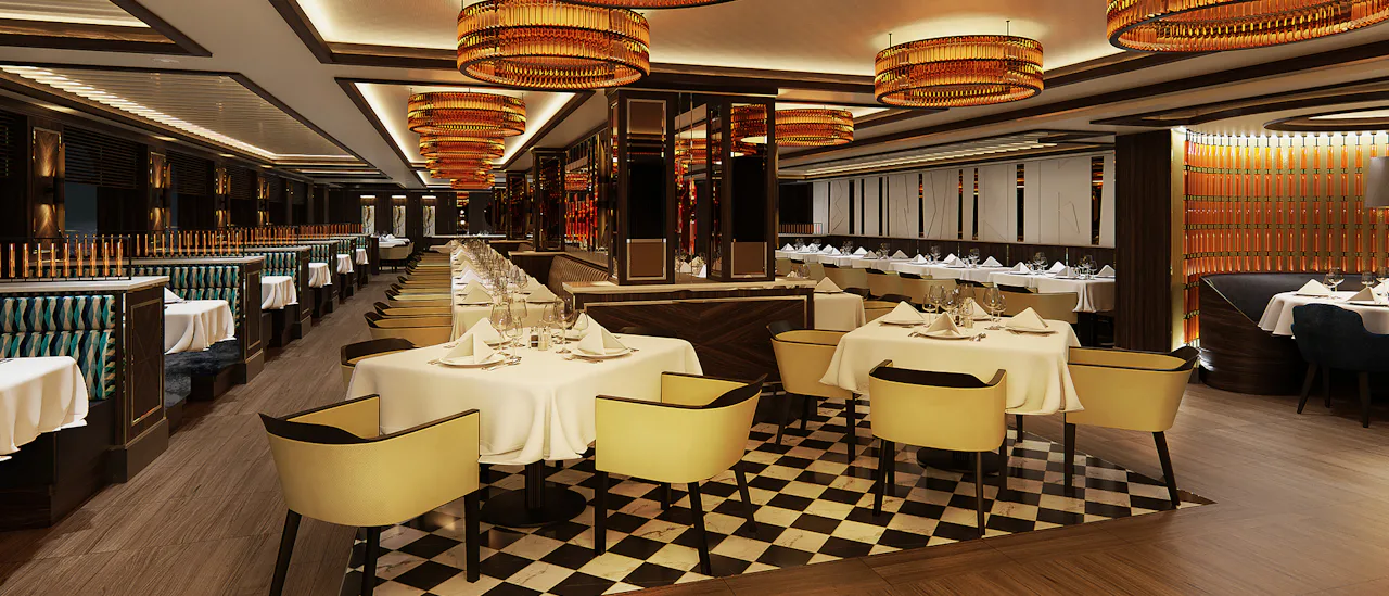 Crown Grill med moderne, elegant design og køkken i teaterstil