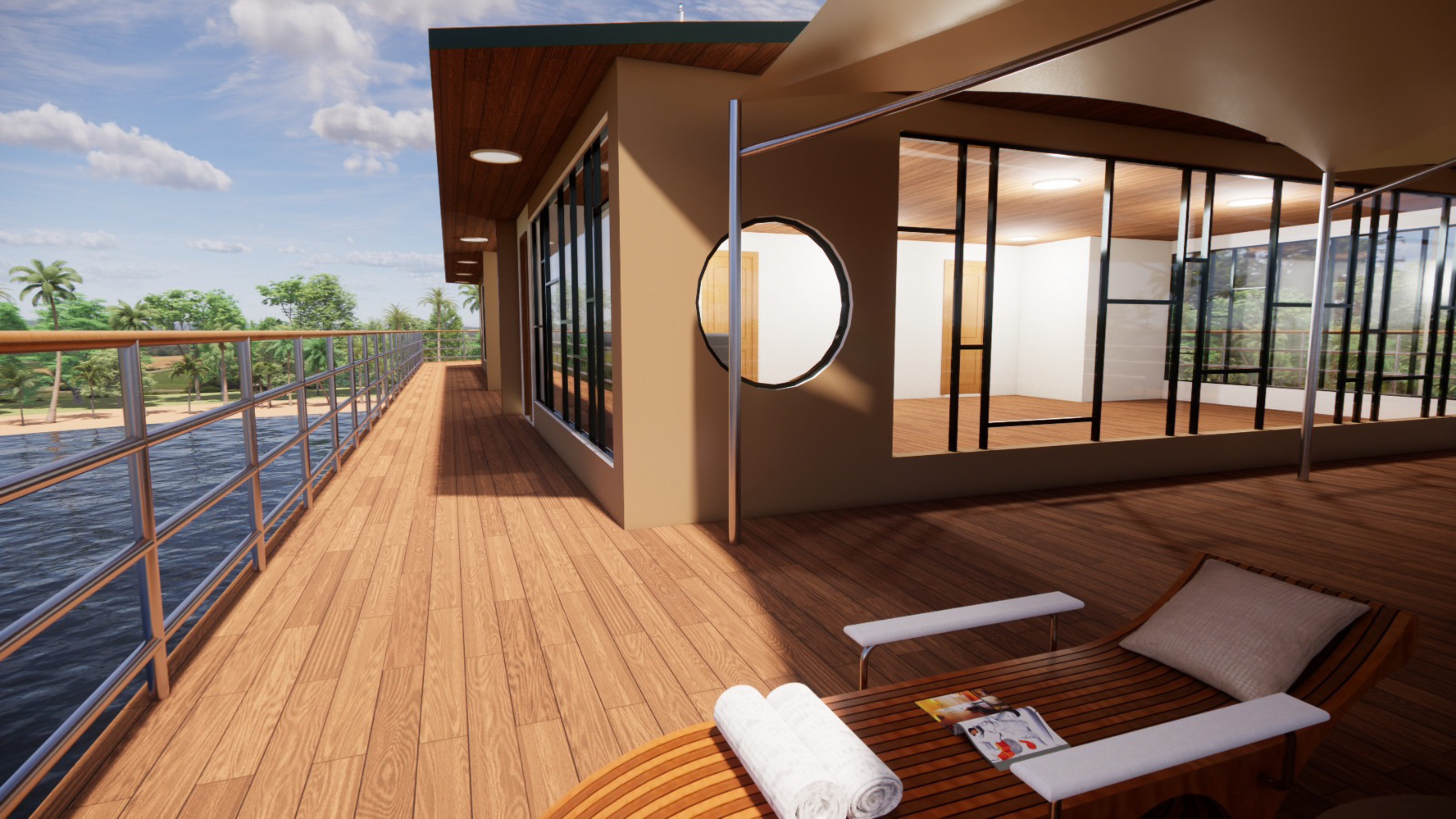 Skibets interiør vil være præget af masser af træ samt lokalt kunsthåndværk og kunst inspireret af Amazonas kultur.