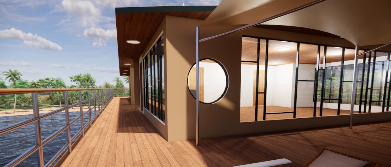 Skibets interiør vil være præget af masser af træ samt lokalt kunsthåndværk og kunst inspireret af Amazonas kultur.